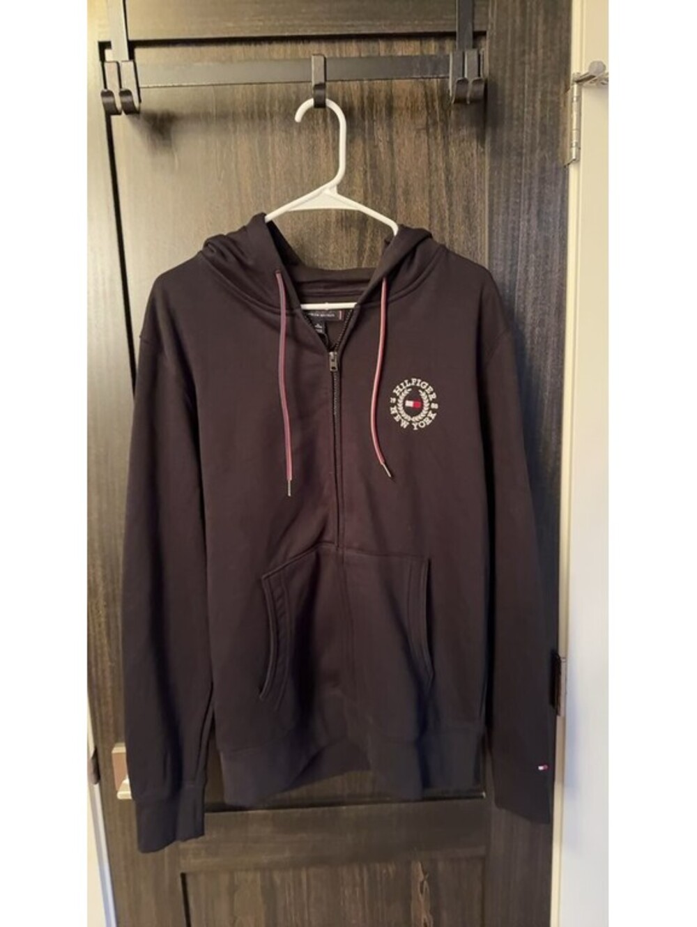 Tommy Hilfiger New York Black Zip-Up Hoodie Mens XL 0220